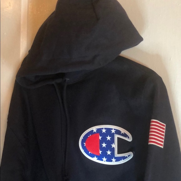 Champion X American Flag Big C Logo Sweatshirt - Picture 1 of 8